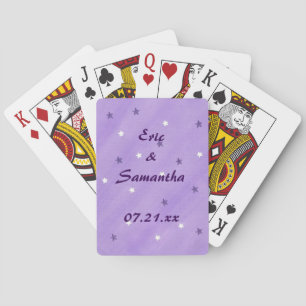 Paarse witte sterren gepersonaliseerde bruiloft gu pokerkaarten