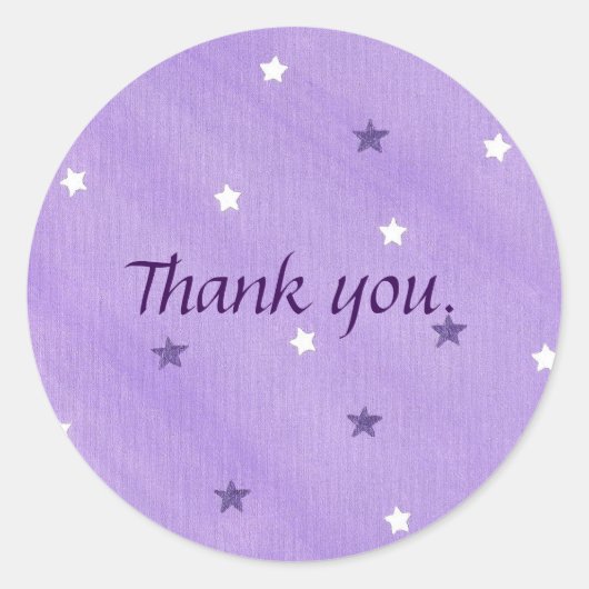 Paarse witte sterren op lavendel Dank u Stickers (Voorkant)
