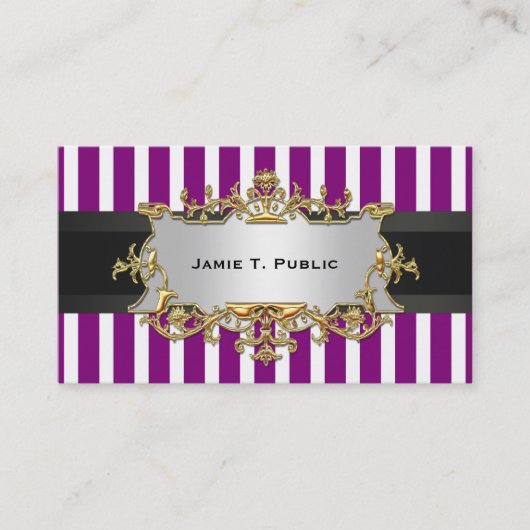 Paarse witte streep, zwart lint, gouden label (Voorkant)