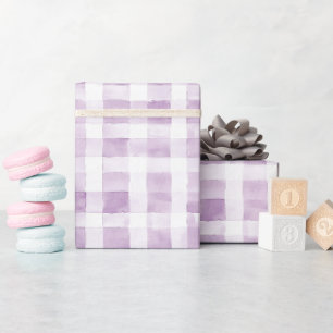 Paarse Witte Strepen Baby Shower Cadeaupapier