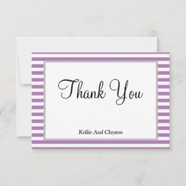 Paarse/witte strepen, bedrukt met bedankt kaart