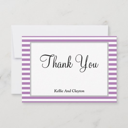 Paarse/witte strepen, bedrukt met bedankt kaart (Voorkant)