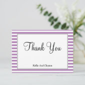 Paarse/witte strepen, bedrukt met bedankt kaart (Staand voorkant)