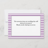 Paarse/witte strepen, bedrukt met bedankt kaart (Achterkant)