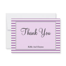 Paarse/witte strepen, bedrukt met bedankt kaart