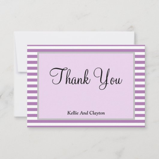 Paarse/witte strepen, bedrukt met bedankt kaart (Voorkant)