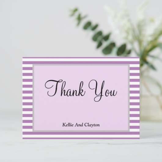 Paarse/witte strepen, bedrukt met bedankt kaart (Staand voorkant)
