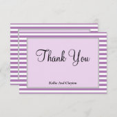 Paarse/witte strepen, bedrukt met bedankt kaart (Voorkant / Achterkant)