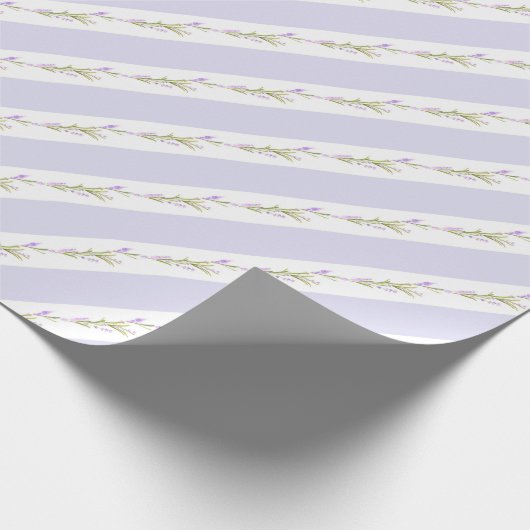 Paarse Witte Strepen Bloem Bruiloft Inpakpapier (Hoek)