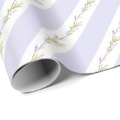 Paarse Witte Strepen Bloem Bruiloft Inpakpapier (Rol Hoek)