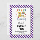 Paarse/witte strepen, derde verjaardag kaart (Voorkant)