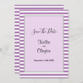 Paarse/witte strepen die het huwelijk sparen save the date (Voorkant / Achterkant)