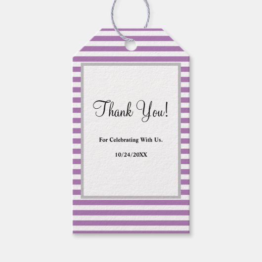 Paarse/witte strepen Gift Labels Cadeaulabel (Voorkant)