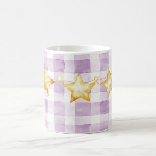 Paarse Witte Strepen Gouden Sterren Baby Shower Koffiemok
