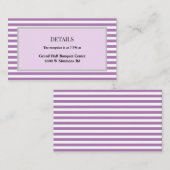 Paarse/witte strepen ingelijste bruiloft details informatiekaartje (Voorkant / Achterkant)