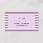 Paarse/witte strepen ingelijste bruiloft details informatiekaartje (Voorkant)