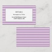 Paarse/witte strepen ingelijste bruiloft details informatiekaartje (Voorkant / Achterkant)