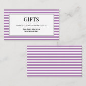 Paarse/witte strepen ingelijste geschenkbijlage Ka Informatiekaartje (Voorkant / Achterkant)