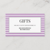 Paarse/witte strepen ingelijste geschenkbijlage Ka Informatiekaartje (Voorkant)