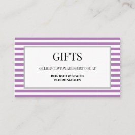 Paarse/witte strepen ingelijste geschenkbijlage Ka Informatiekaartje