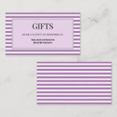 Paarse/witte strepen ingelijste geschenkbijlage Ka Informatiekaartje (Voorkant / Achterkant)