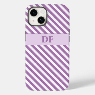 Paarse/Witte Strepen met Monogram Case-Mate iPhone 14 Hoesje