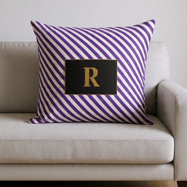 Paarse/Witte Strepen met Monogram Kussen (Creator heeft geüpload)