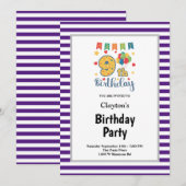 Paarse/witte strepen, negende verjaardag kaart (Voorkant / Achterkant)