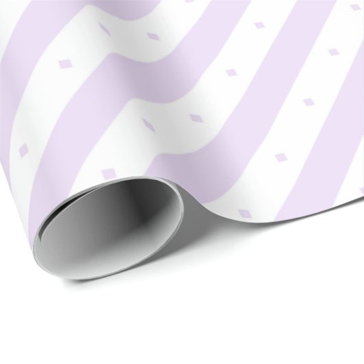 Paarse Witte Strepen Stippen Trouw Inpakpapier (Rol Hoek)