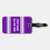Paarse witte strepen van Football Aangepast naamnu Bagagelabel (Achterkant horizontaal)
