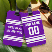 Paarse witte strepen van Football Aangepast naamnu Bagagelabel