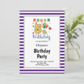 Paarse/witte strepen, vijfde verjaardag kaart (Staand voorkant)