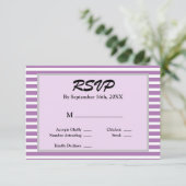 Paarse/witte strepes met RSVP-kaart RSVP Kaartje (Staand voorkant)