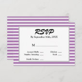 Paarse/witte strepes met RSVP-kaart RSVP Kaartje (Voorkant / Achterkant)
