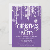 Paarse witte string lichten kerstfeest kaart (Voorkant)