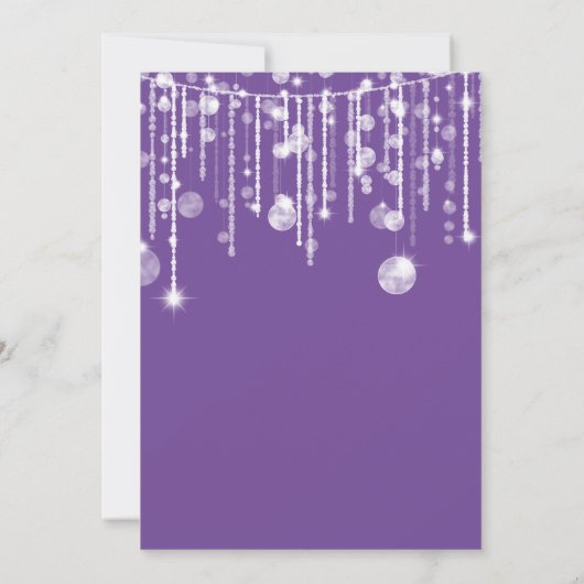 Paarse witte string lichten kerstfeest kaart (Achterkant)