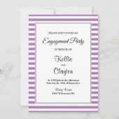 Paarse/Witte Stripes Ingagement Party Kaart (Voorkant)