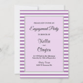 Paarse/Witte Stripes Ingagement Party Kaart (Voorkant)