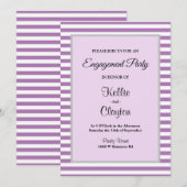 Paarse/Witte Stripes Ingagement Party Kaart (Voorkant / Achterkant)