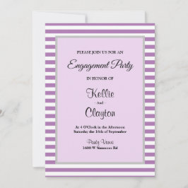 Paarse/Witte Stripes Ingagement Party Kaart