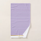 PAARSE WITTE STRIPTE PATROON TRIM TOWEL SET BAD HANDDOEK (Handdoek)