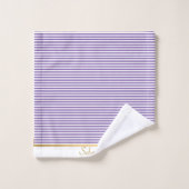 PAARSE WITTE STRIPTE PATROON TRIM TOWEL SET BAD HANDDOEK (Wasdoekje)