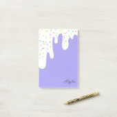 Paarse Witte Strooiselroze Voor jouw Naam Post-it® Notes (Op bureau)