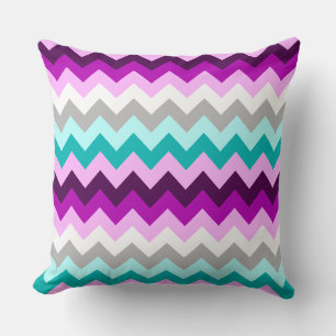 Paarse Witte Teal Chevron Grote Worp Kussen