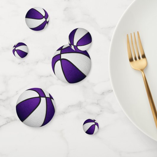 paarse witte team kleuren basketbalfeest confetti (Groep)