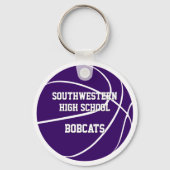 paarse witte team kleuren jongens meisjes basketba sleutelhanger (Achterkant)