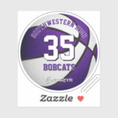 paarse witte team kleuren jongens meisjes basketba sticker (Vel)