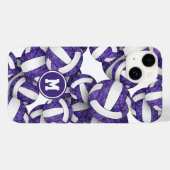 Paarse witte team kleuren meisjesachtige volleybal Case-Mate iPhone case (Achterkant (horizontaal))