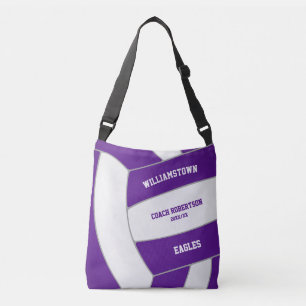 paarse witte team kleuren volleybal atleet coach crossbody tas