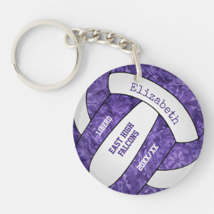 paarse witte teamkleuren gepersonaliseerd volleyba sleutelhanger